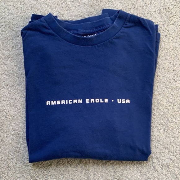 Dark Blue American Eagle USA Long Sleeve with Lettering on Sleeves - Picture 3 of 4